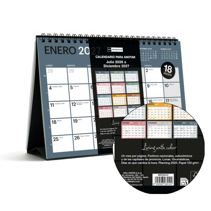 Calendario 18 Meses Sobremesa A5 Para Escribir Chromat 2026-27