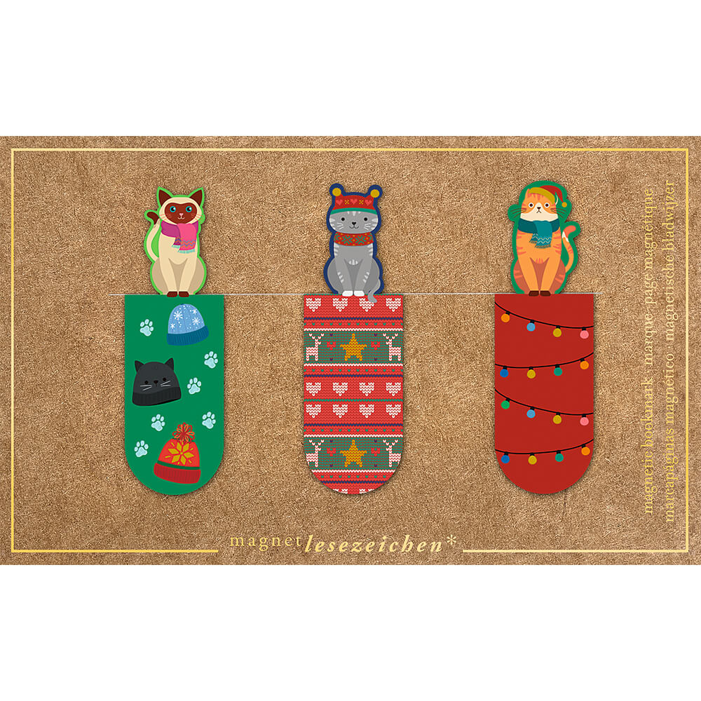 Marcapáginas magnéticos - Gatos Navidad