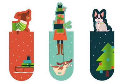 Navidad - Marcapáginas magnéticos - Perros  Navidad