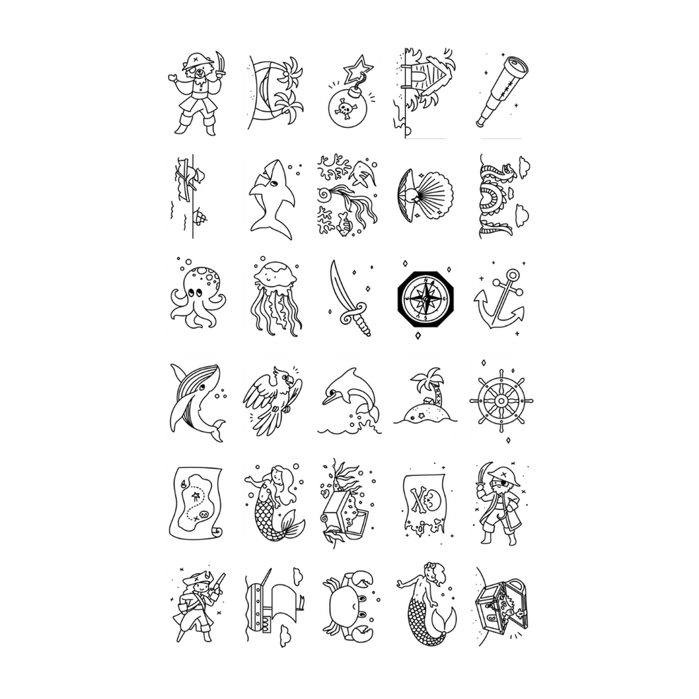 Plantillas Kidydraw mini Animals around the world / Oceans & Pirates