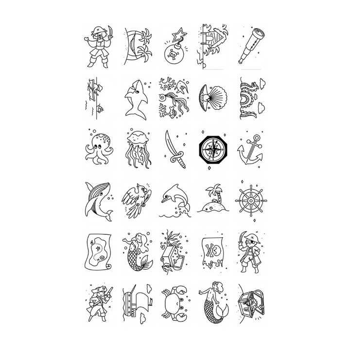 Plantillas Kidydraw mini Animals around the world / Oceans & Pirates