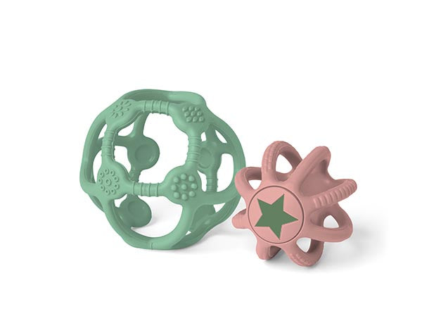 Pelota sensorial dos en uno Verde-Rosa