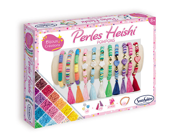 Perlas Heishi Pompones
