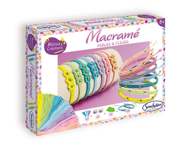 Perlas y flores macramé