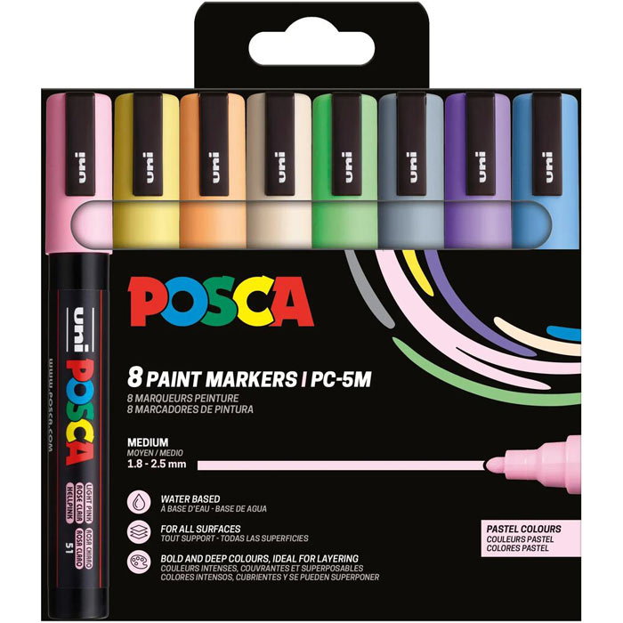 Posca PC-5M 8P Set colores pastel