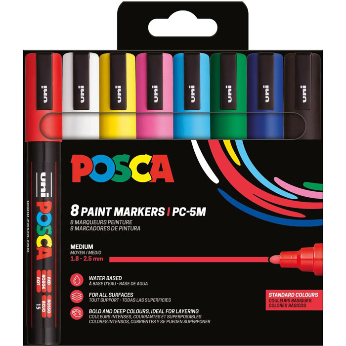 Posca PC-5M 8P Set colores básicos