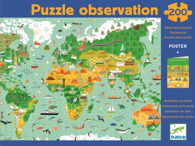 Puzzle Observación Los monumentos del mundo -200 pzas.