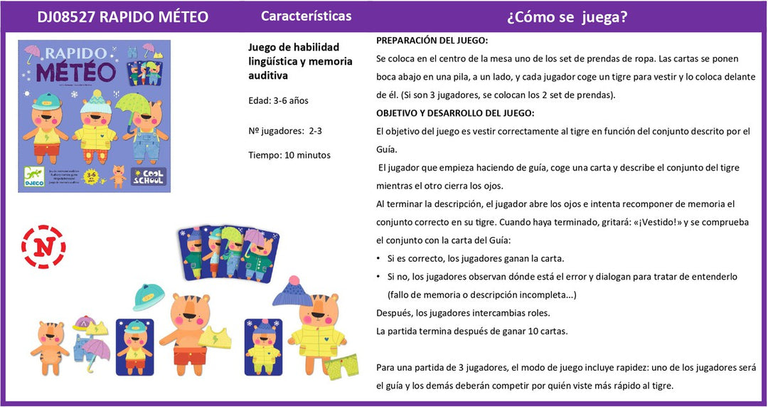 Juego Cool School Rápido Météo