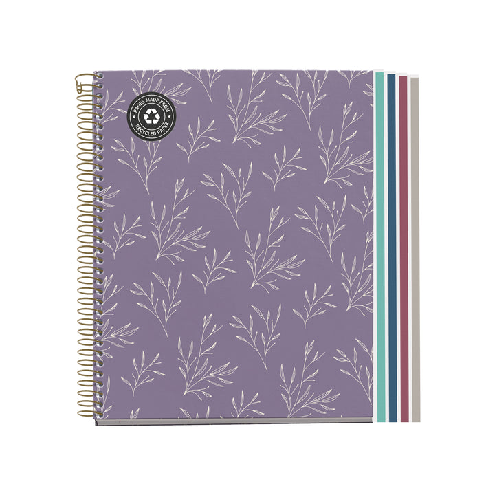 Cuaderno Espiral Reciclado A5 Horizontal 7Mm 120 Hojas Lila Garden Miquelrius