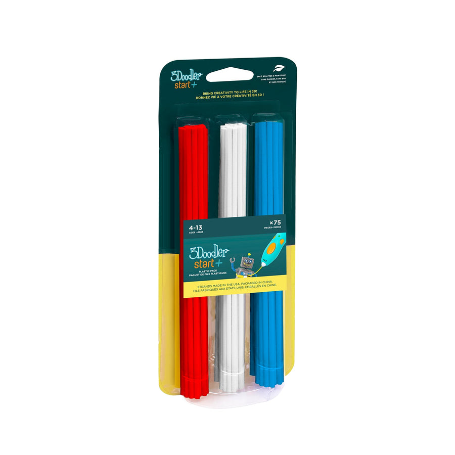3Doodler Start+ Recambios 75 filamentos rojo - blanco - azul