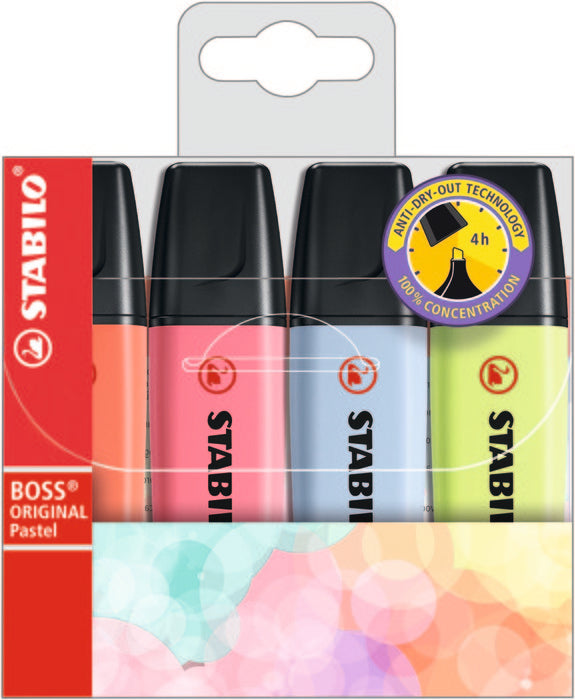 Stabilo Boss Original estuche 4 unidades pastel