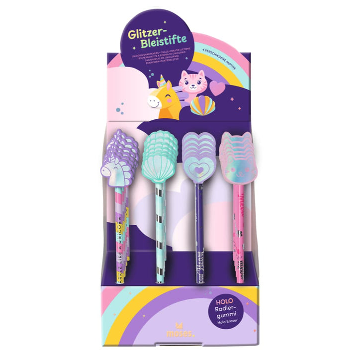 Lápiz de purpurina con goma de borrar