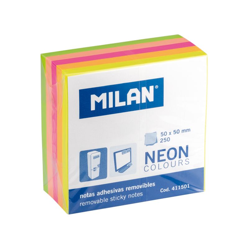 Bloc 250 notas adhesivas colores Fluo mini 50 x 50 mm (multicolor)
