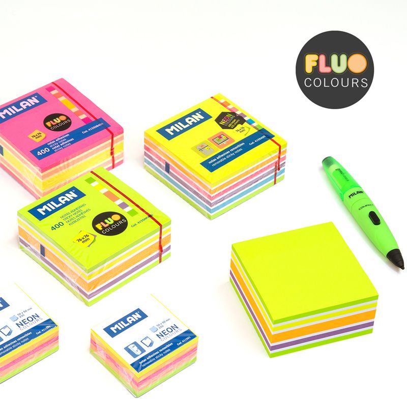 Bloc 250 notas adhesivas colores Fluo mini 50 x 50 mm (multicolor)