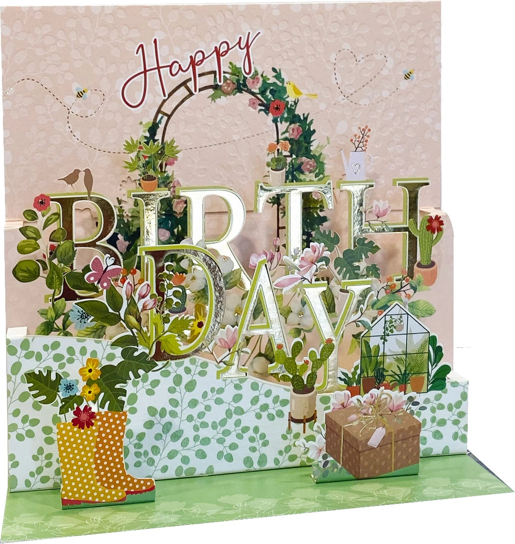 Tarjeta felicitación 3D Pop-Up Cumpleaños en el campo