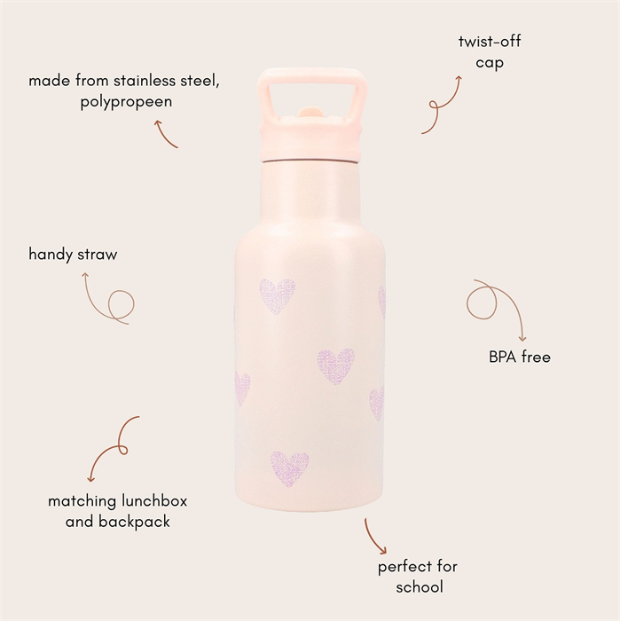 Botella Corazones 350ml - Pink