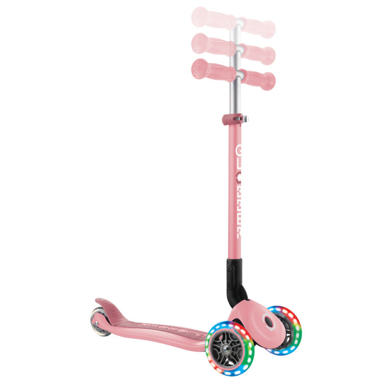Patinete Primo plegable luces - Rosa pastel