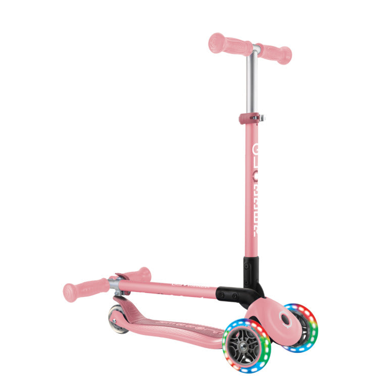 Patinete Primo plegable luces - Rosa pastel
