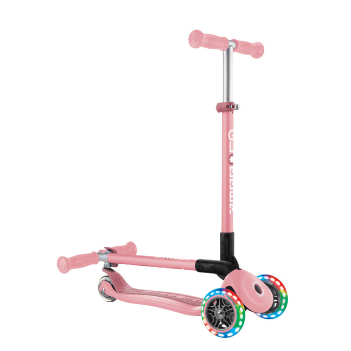 Patinete Primo plegable luces - Rosa pastel