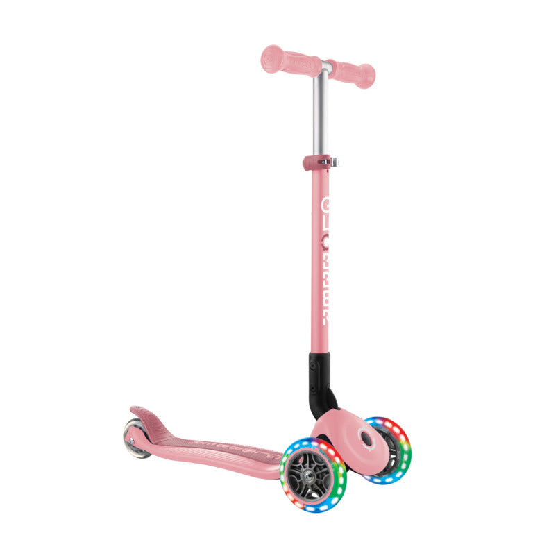 Patinete Primo plegable luces - Rosa pastel