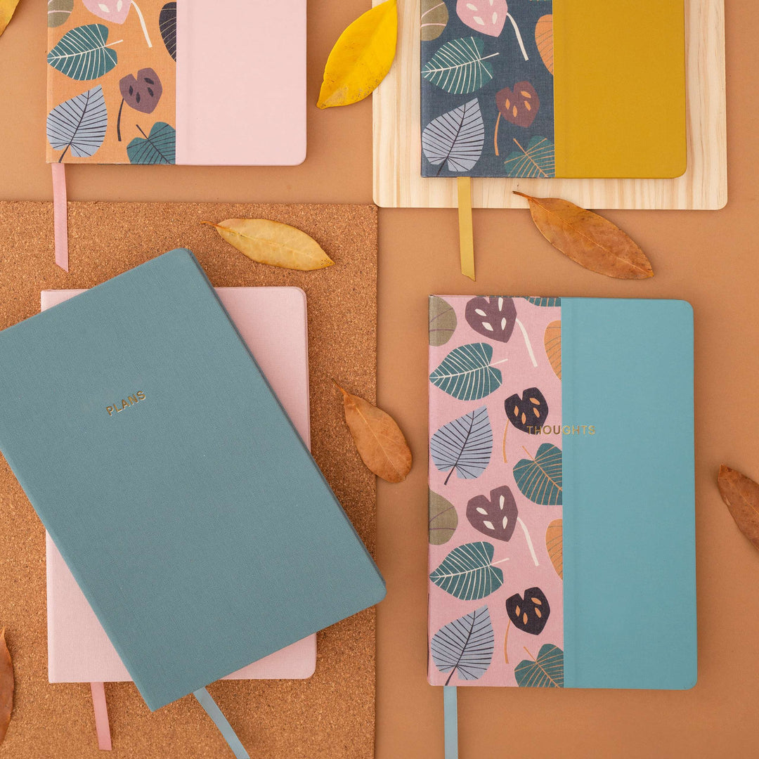 Logbook Punteado Fabric Hojas Ocre