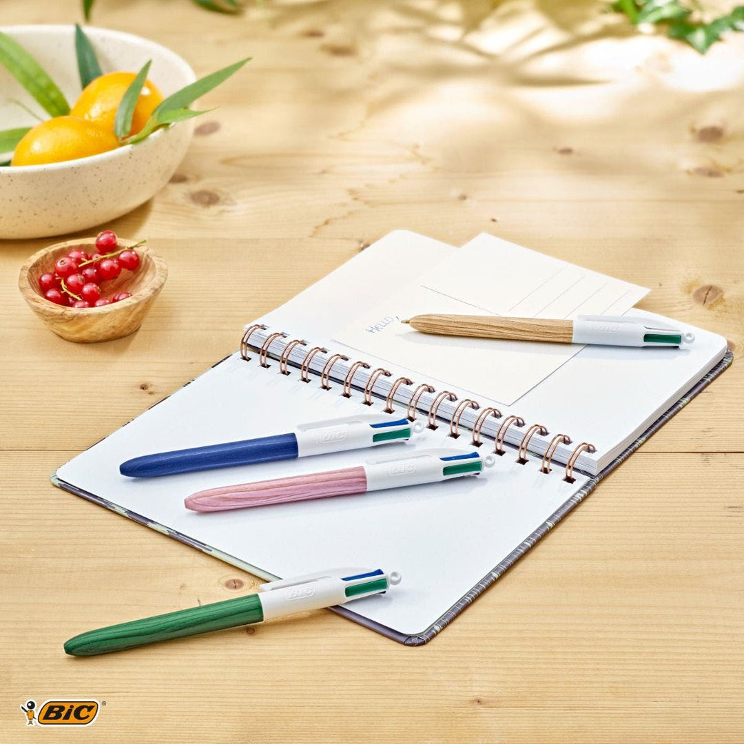 Boligrafo Bic 4 Colores efecto Madera