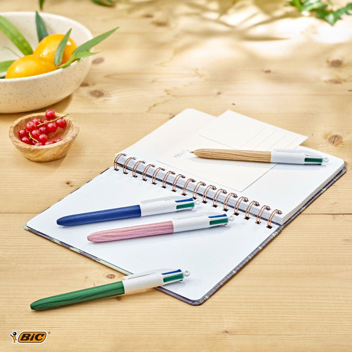 Boligrafo Bic 4 Colores efecto Madera