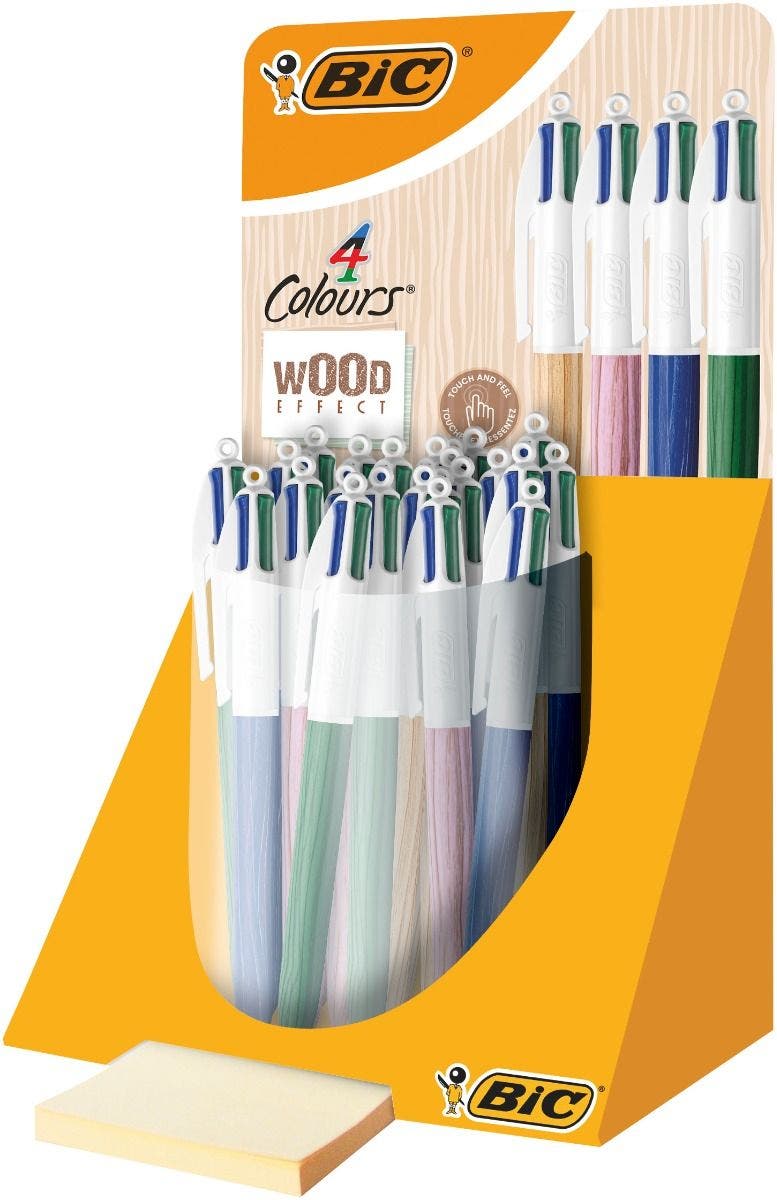 Boligrafo Bic 4 Colores efecto Madera