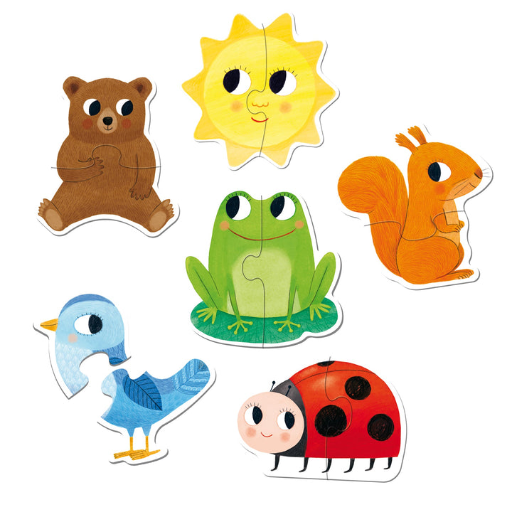 Puzzle de cartón animales 6 puzzles de 2 piezas