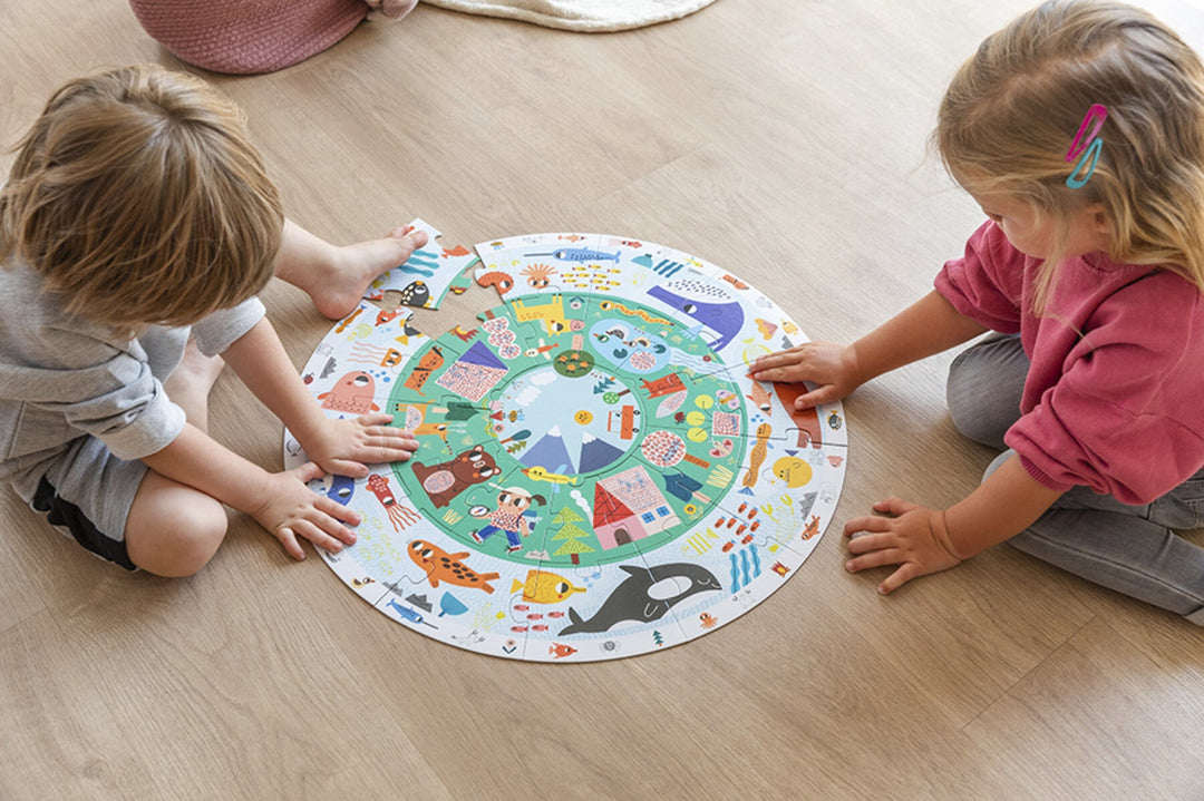 Puzzle XXL circular : descubre los animales