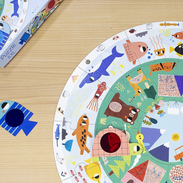 Puzzle XXL circular : descubre los animales