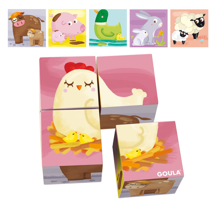 Puzzle cubos de cartón 4 Piezas : 6 escenas diferentes