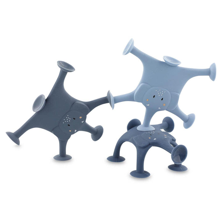 Juego de ventosas de animales 3 piezas - La familia azul de Mrs. Elephant