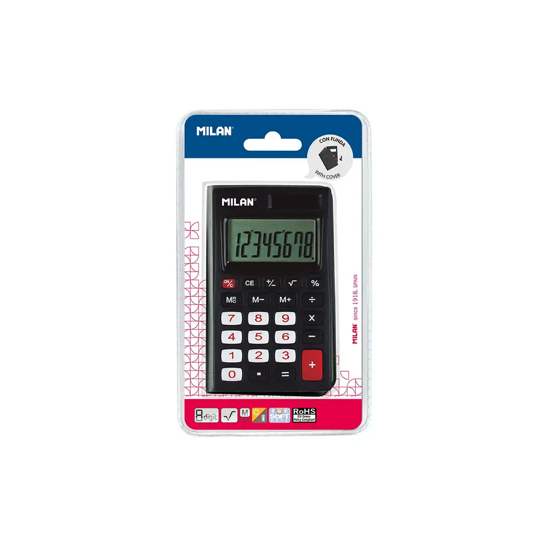 Calculadora Milan Negro C / Funda 8 Digitos
