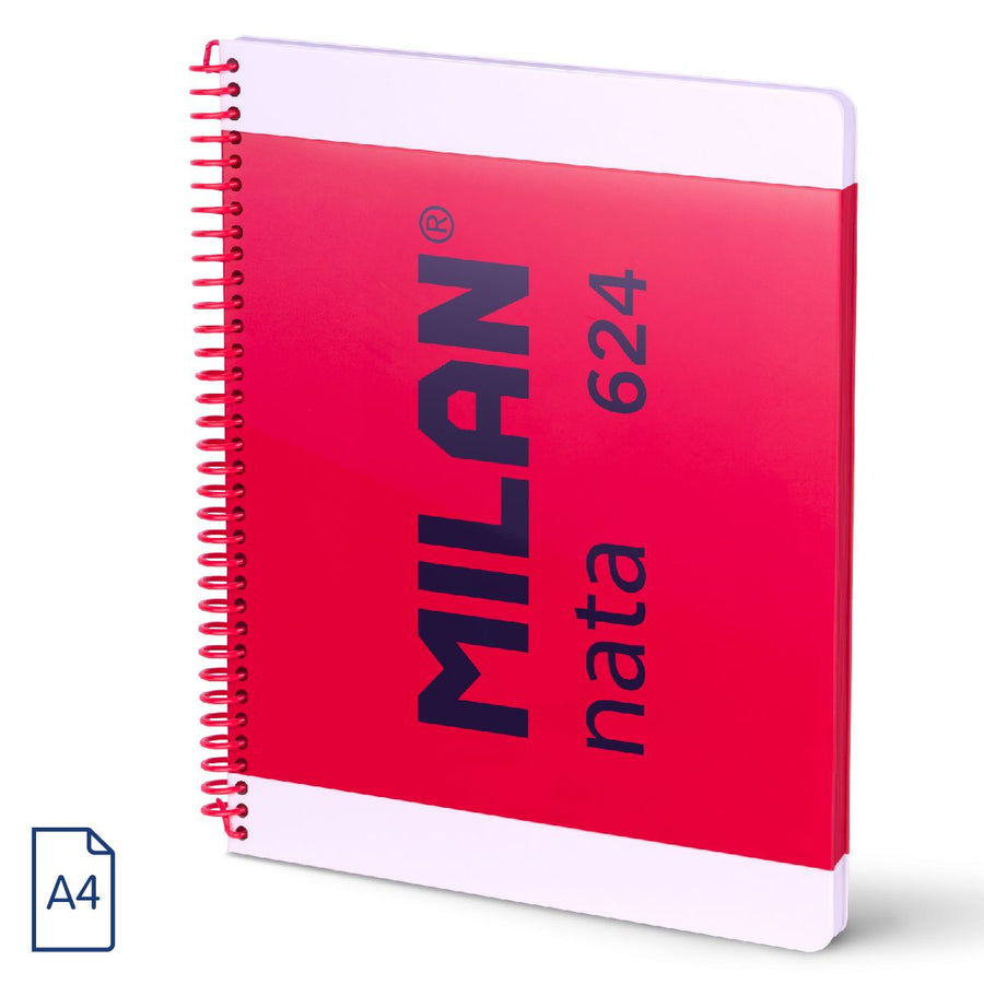 Cuaderno A4 con espiral y tapa dura colección Milan Nata® 624 since 1918, rosa