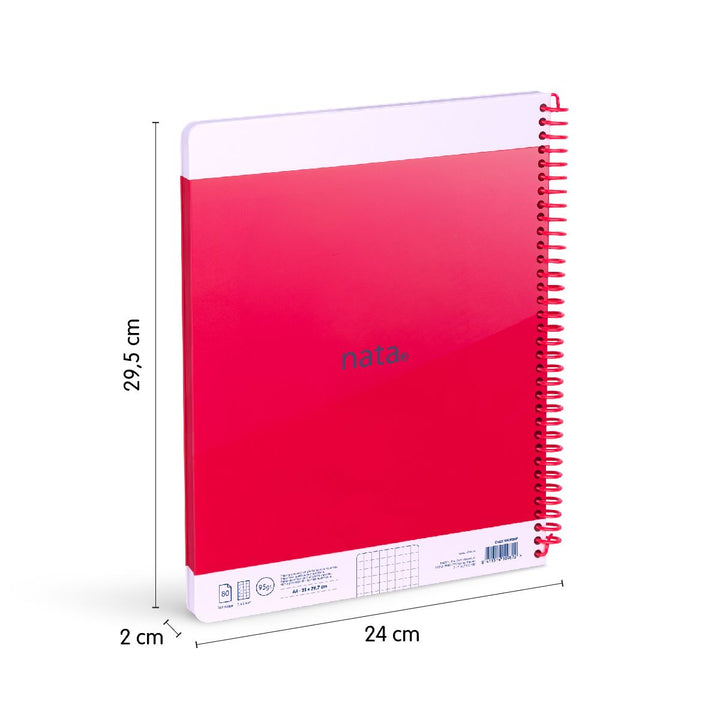 Cuaderno A4 con espiral y tapa dura colección Milan Nata® 624 since 1918, rosa