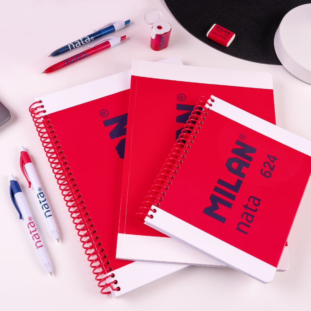 Cuaderno A4 con espiral y tapa dura colección Milan Nata® 624 since 1918, rosa