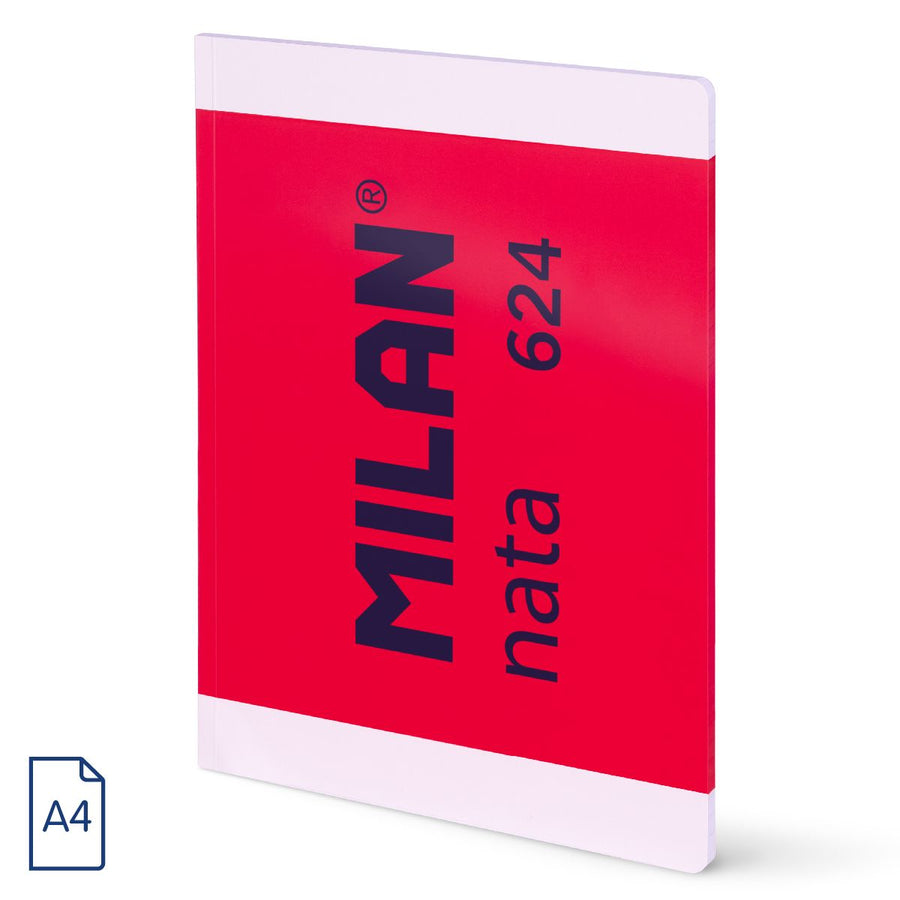 Libreta A4 encolada, papel cuadriculado, 48 hojas de 95 gr/m², colección MILAN nata® 624 since 1918, rosa