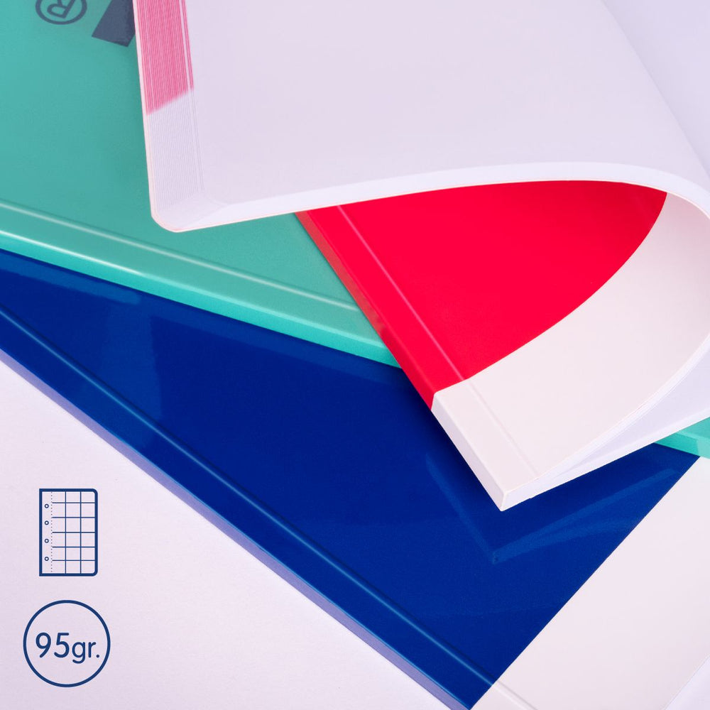 Libreta A4 encolada, papel cuadriculado, 48 hojas de 95 gr/m², colección MILAN nata® 624 since 1918, rosa