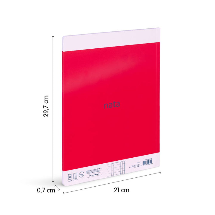Libreta A4 encolada, papel cuadriculado, 48 hojas de 95 gr/m², colección MILAN nata® 624 since 1918, rosa
