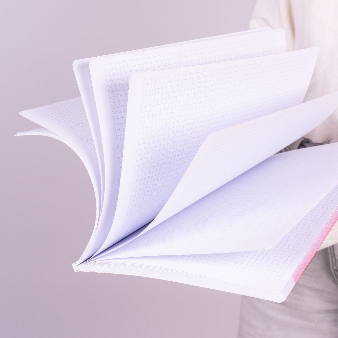 Libreta A4 encolada, papel cuadriculado, 48 hojas de 95 gr/m², colección MILAN nata® 624 since 1918, rosa