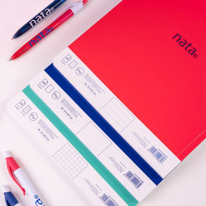 Libreta A4 encolada, papel cuadriculado, 48 hojas de 95 gr/m², colección MILAN nata® 624 since 1918, rosa