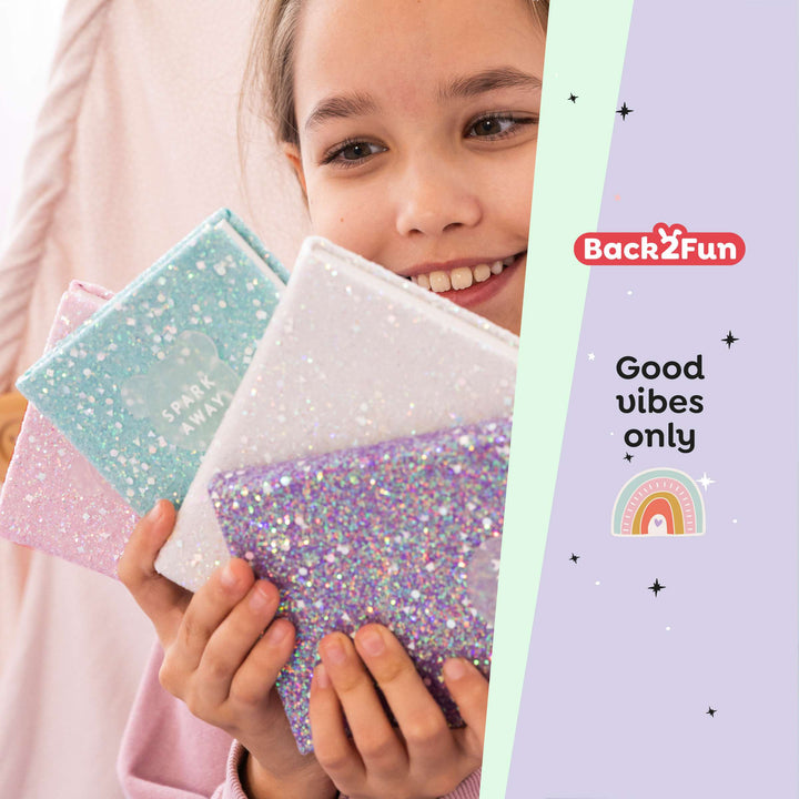 Cuaderno Purpurina Rosa Liso Back2Fun