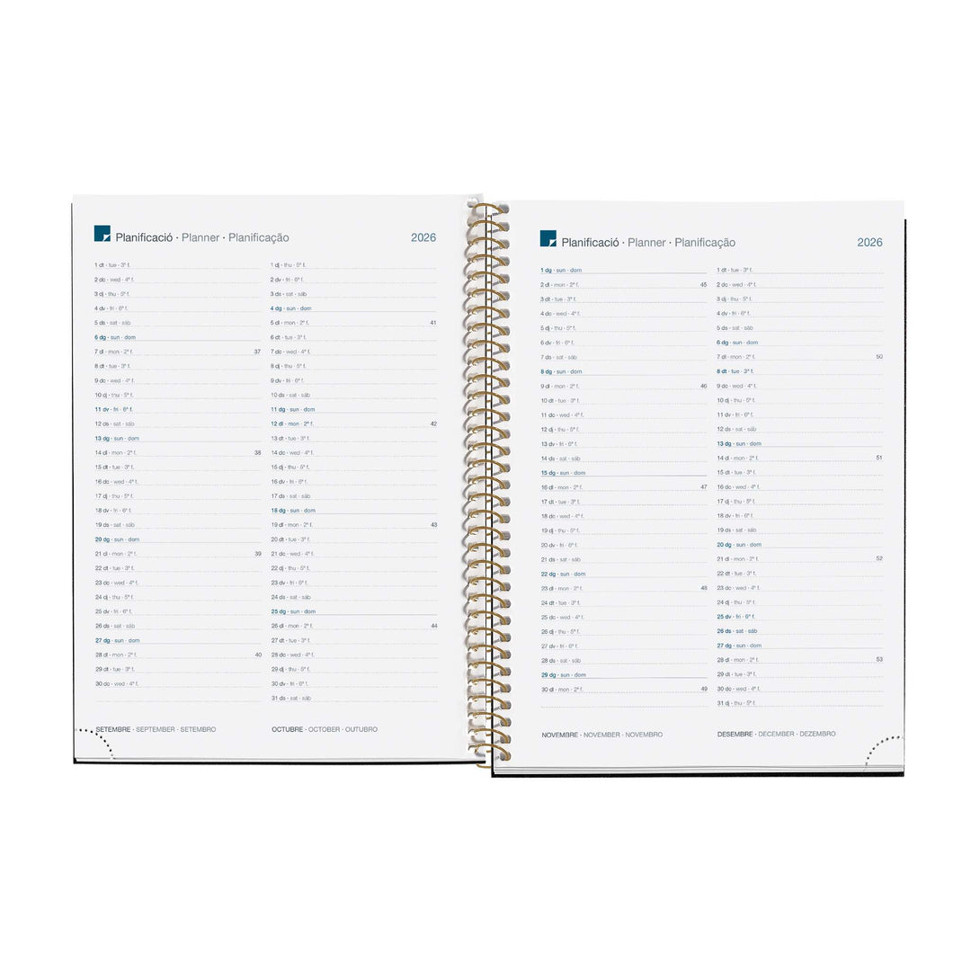 Agenda Espiral Plus Semana Vista Catalán Noir Garden 2026