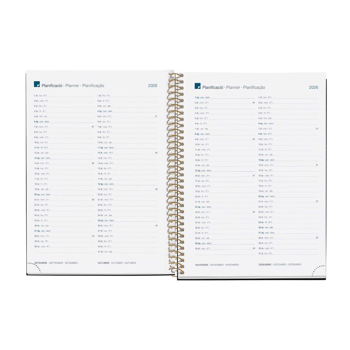 Agenda Espiral Plus Semana Vista Catalán Noir Garden 2026