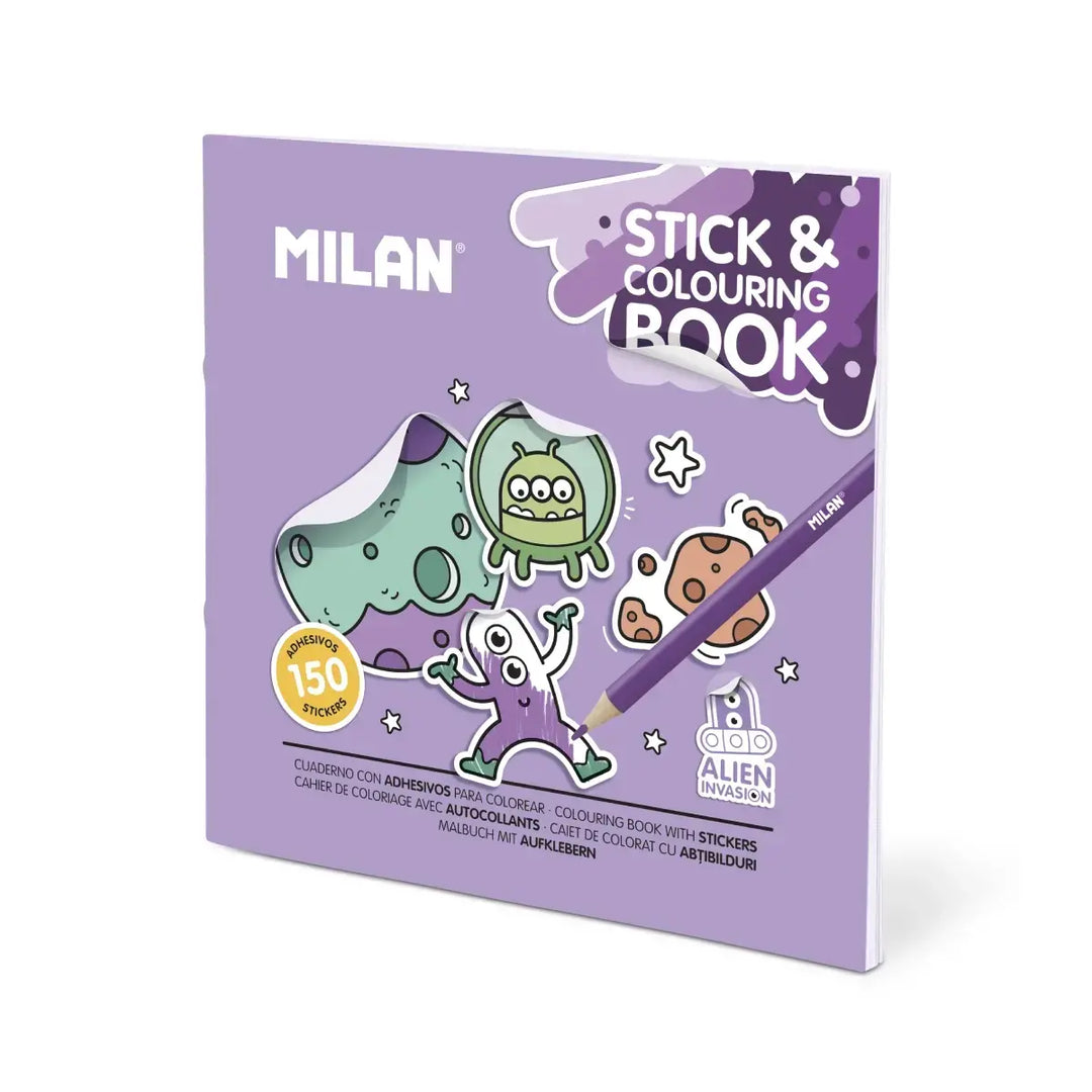 Cuaderno con adhesivos para colorear 'Alien invasion'
