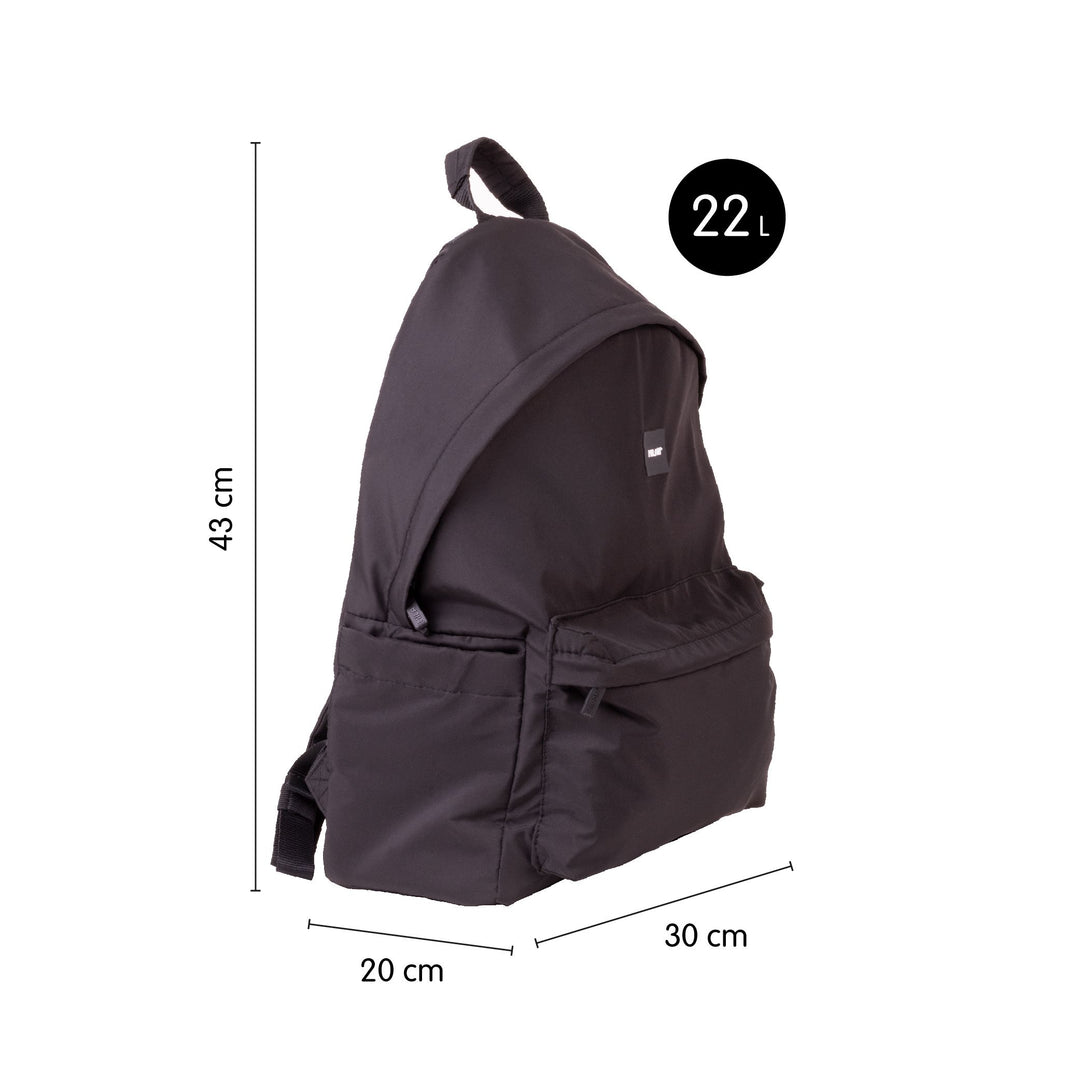 Mochila escolar clásica 2 cremalleras (22 L) serie Shadow, negro