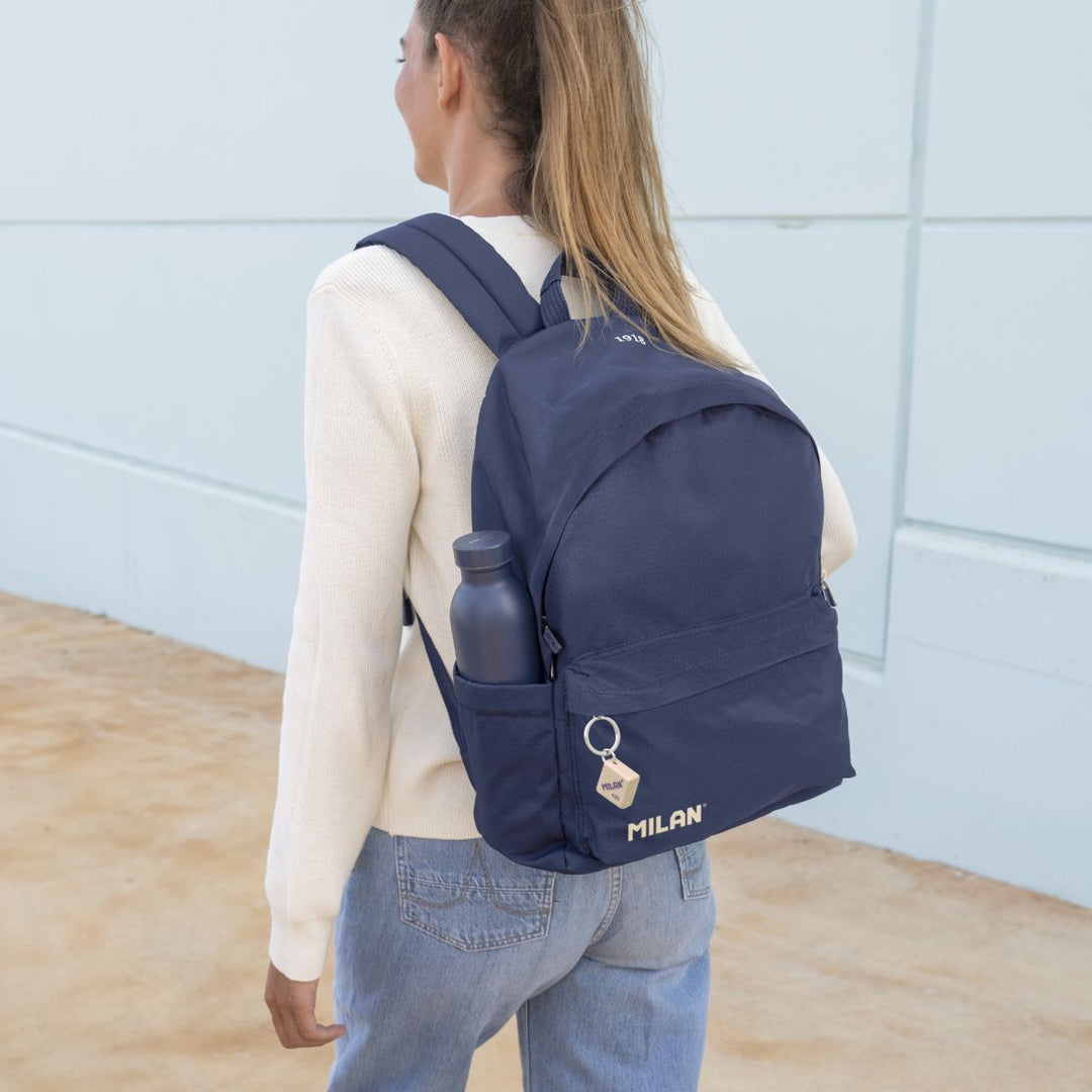 Mochila urbana clásica 2 cremalleras (22 L) colección 430 since 1918, azul marino