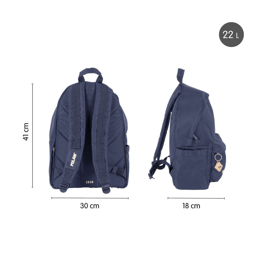 Mochila urbana clásica 2 cremalleras (22 L) colección 430 since 1918, azul marino