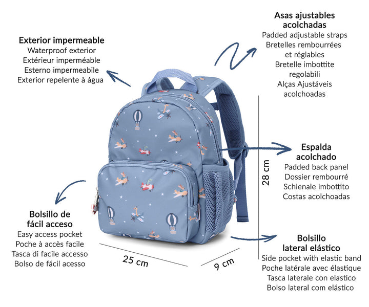 Mochila Infantil Planes Personalizable